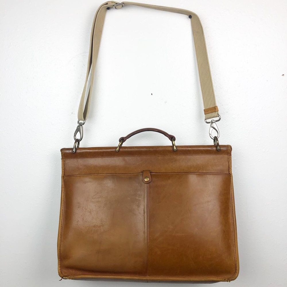 l.l.bean vintage briefcase tan leather messenger - Picture 10 of 10